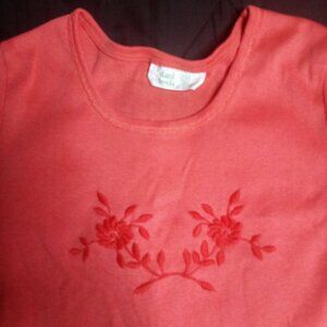 Vintage 70s Dani Lewis Floral Embroidered Top Blouse T-Shirt